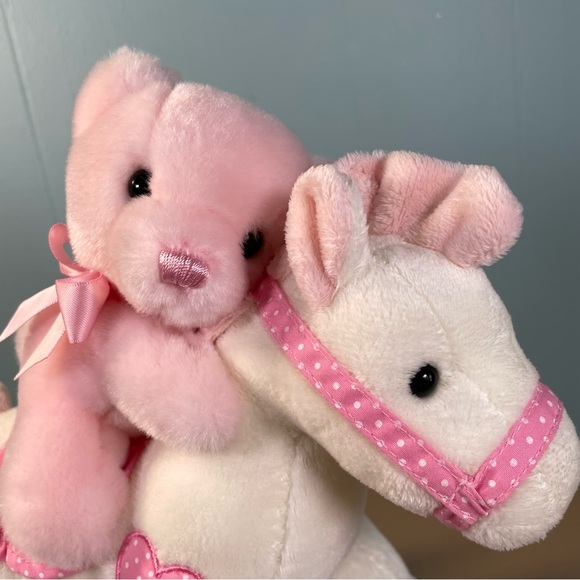 Aurora Baby Girl Lullaby Wind Up Rocking Horse 12” White Pink Plush WORKS! - Picture 6 of 10